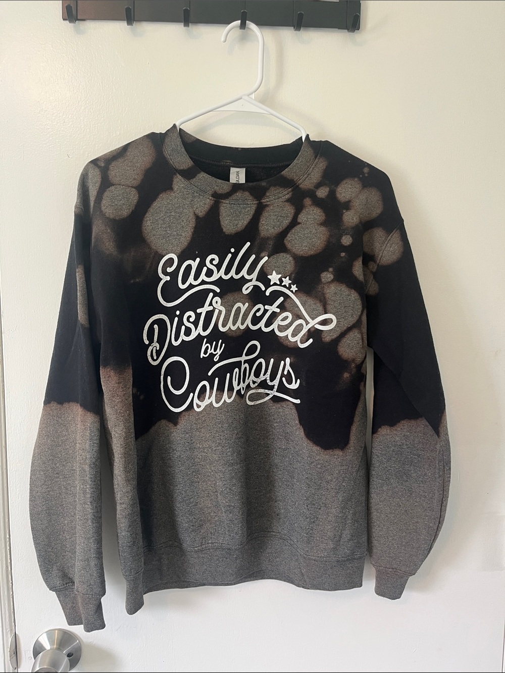 Gildan Black & Gray 'Easily Distracted by Cowboys' Crewneck Sweatshirt